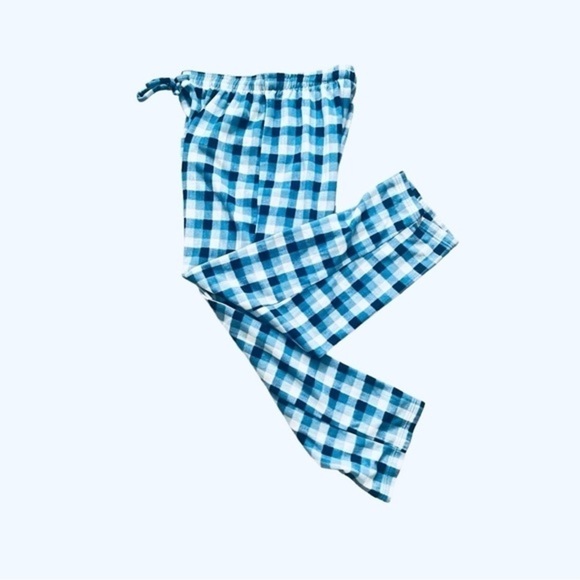 Club Room fleece pajama pants plaid elastic adjustable strap blue white Men L - Picture 1 of 11